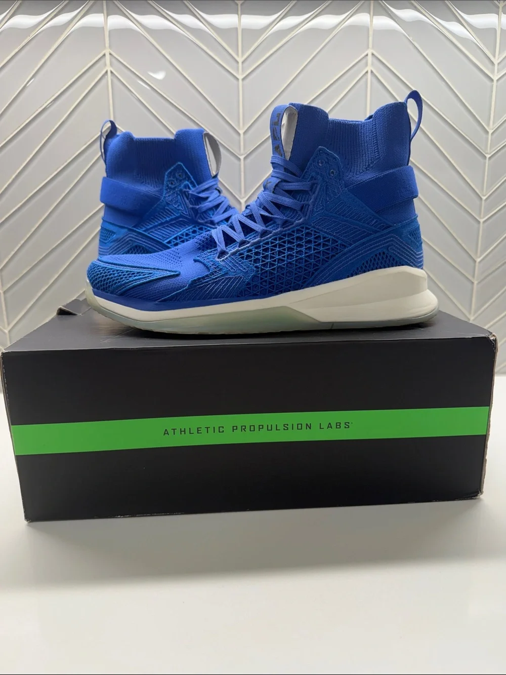 APL Royal Blue Knit High-Top Basketball Sneakers